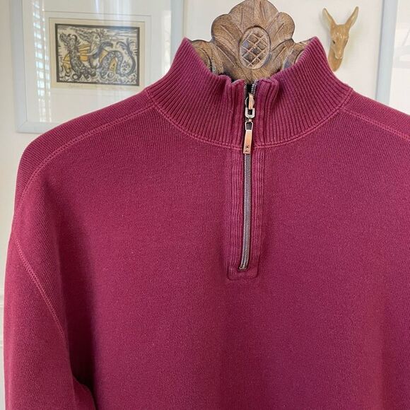 Tommy Bahama Reversible Burgundy Grey 1/4 Zip Pullover L - Picture 2 of 9